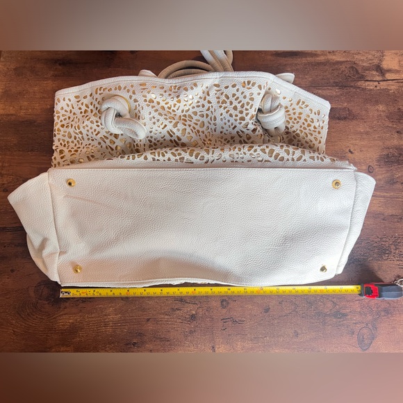 Vintage Braciano Purse - Bone with Gold Accents Zebra Interior - Picture 7 of 8
